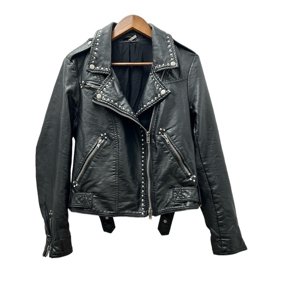 Free People Faux Leather Studded Motorcycle Jacket - Picture 2 of 9